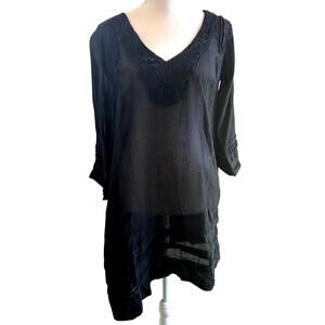 Pia Rossini NWT St Lucia Kaftan Large Black Lace Swim Beach Cover Up Dress